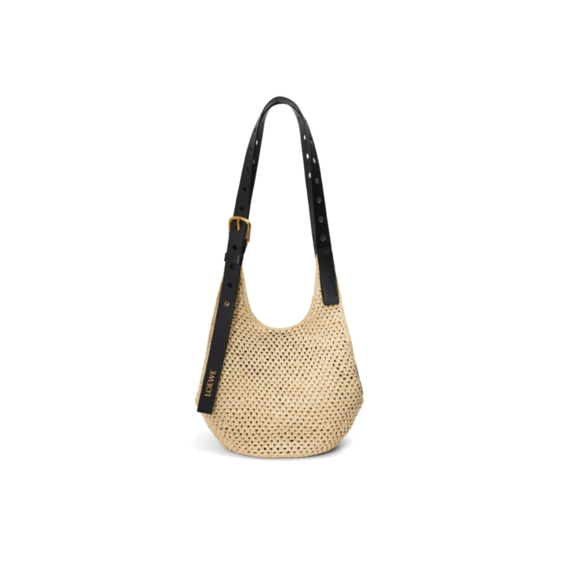 L0ew* small punch hole hobo in raffia and calfskin a914w86x01 (32*24*22cm)